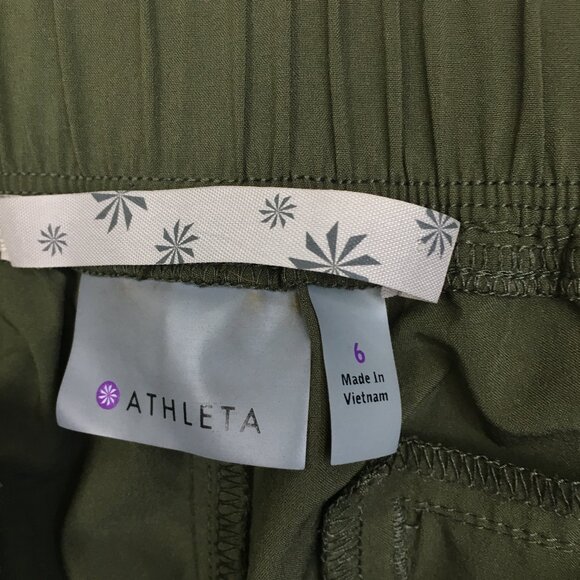 ATHLETA Olive Green Zip Pocket Adjustable Drawstring Hem Lightweight Pant - Picture 2 of 12